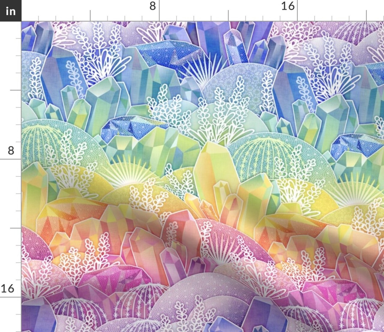 Whimsical Magic Fairy Lgbtq Dopamine Colorful Rainbow Crystal Cactus Stars Botanical Garden Summer Spring Pride Custom Printed Fabric by Spoonflower Various Fabrics by the Yard or Fat Quarter